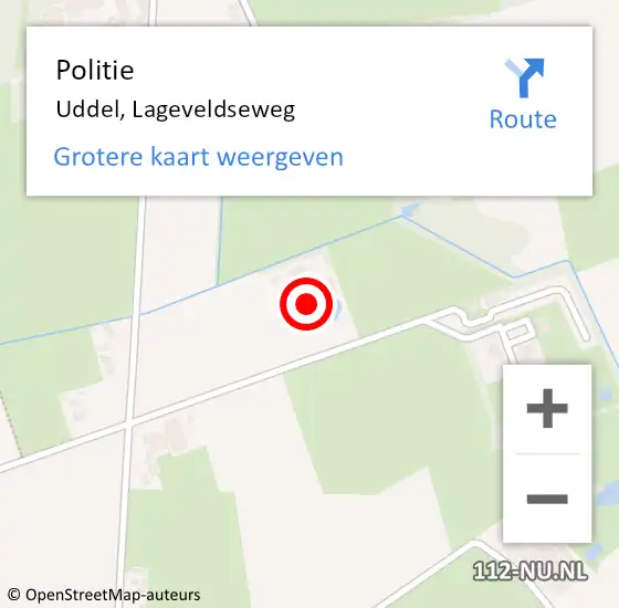 Locatie op kaart van de 112 melding: Politie Uddel, Lageveldseweg op 25 juni 2024 14:08