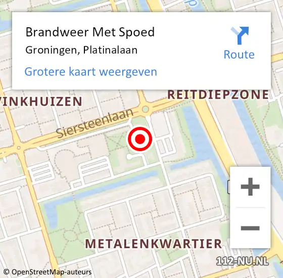 Locatie op kaart van de 112 melding: Brandweer Met Spoed Naar Groningen, Platinalaan op 25 juni 2024 14:12