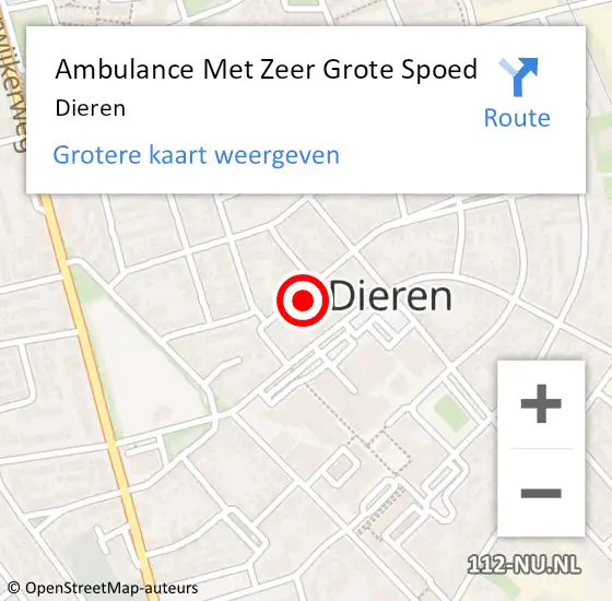 Locatie op kaart van de 112 melding: Ambulance Met Zeer Grote Spoed Naar Dieren op 25 juni 2024 14:21