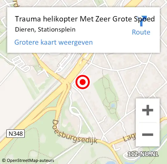 Locatie op kaart van de 112 melding: Trauma helikopter Met Zeer Grote Spoed Naar Dieren, Stationsplein op 25 juni 2024 14:22