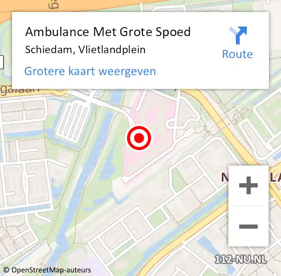 Locatie op kaart van de 112 melding: Ambulance Met Grote Spoed Naar Schiedam, Vlietlandplein op 25 juni 2024 14:32