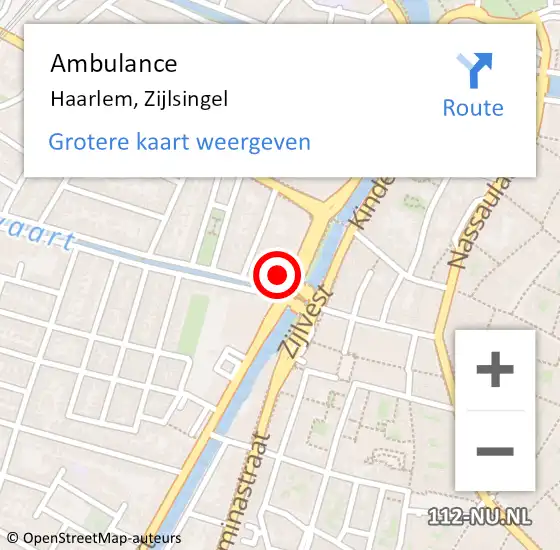 Locatie op kaart van de 112 melding: Ambulance Haarlem, Zijlsingel op 25 juni 2024 14:41