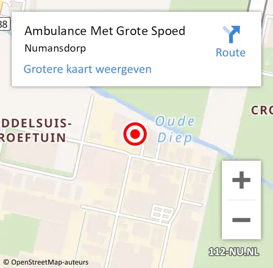 Locatie op kaart van de 112 melding: Ambulance Met Grote Spoed Naar Numansdorp op 25 juni 2024 15:11