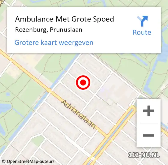 Locatie op kaart van de 112 melding: Ambulance Met Grote Spoed Naar Rozenburg, Prunuslaan op 25 juni 2024 15:14