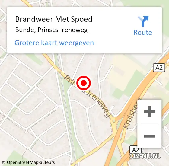 Locatie op kaart van de 112 melding: Brandweer Met Spoed Naar Bunde, Prinses Ireneweg op 25 juni 2024 15:16