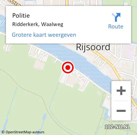 Locatie op kaart van de 112 melding: Politie Ridderkerk, Waalweg op 25 juni 2024 15:21