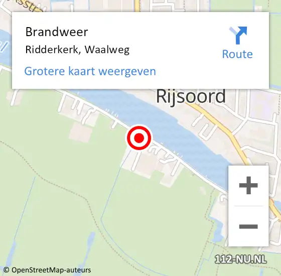 Locatie op kaart van de 112 melding: Brandweer Ridderkerk, Waalweg op 25 juni 2024 15:22