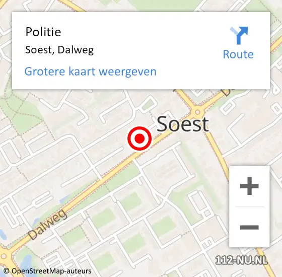 Locatie op kaart van de 112 melding: Politie Soest, Dalweg op 25 juni 2024 15:27