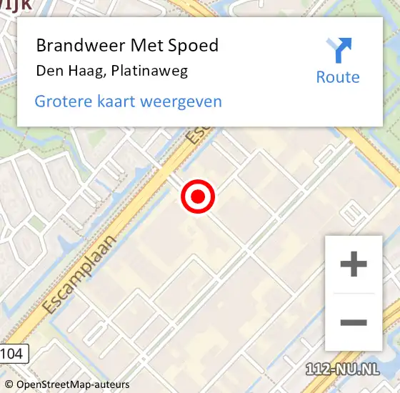 Locatie op kaart van de 112 melding: Brandweer Met Spoed Naar Den Haag, Platinaweg op 25 juni 2024 15:32