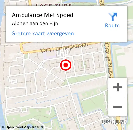 Locatie op kaart van de 112 melding: Ambulance Met Spoed Naar Alphen aan den Rijn op 25 juni 2024 15:46