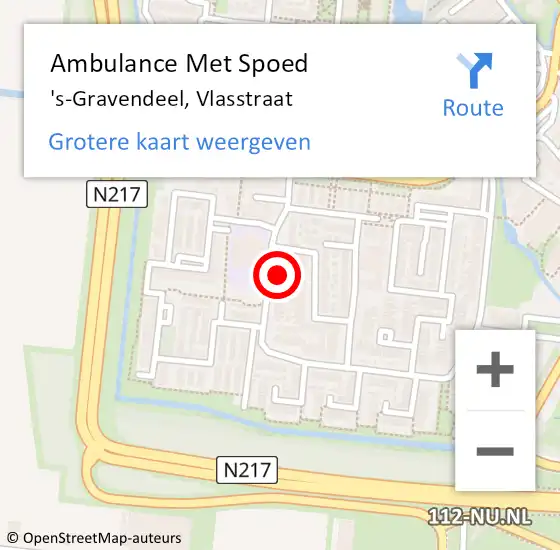 Locatie op kaart van de 112 melding: Ambulance Met Spoed Naar 's-Gravendeel, Vlasstraat op 25 juni 2024 16:01