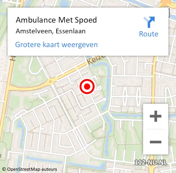 Locatie op kaart van de 112 melding: Ambulance Met Spoed Naar Amstelveen, Essenlaan op 25 juni 2024 16:04