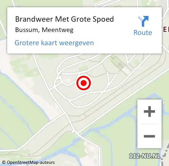 Locatie op kaart van de 112 melding: Brandweer Met Grote Spoed Naar Bussum, Meentweg op 25 juni 2024 16:09