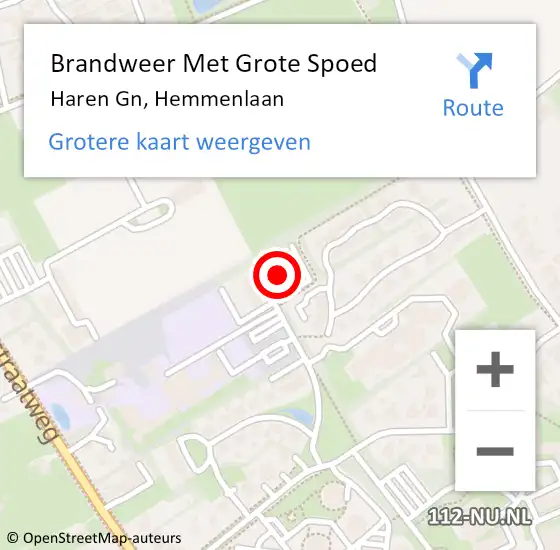 Locatie op kaart van de 112 melding: Brandweer Met Grote Spoed Naar Haren Gn, Hemmenlaan op 25 juni 2024 16:10