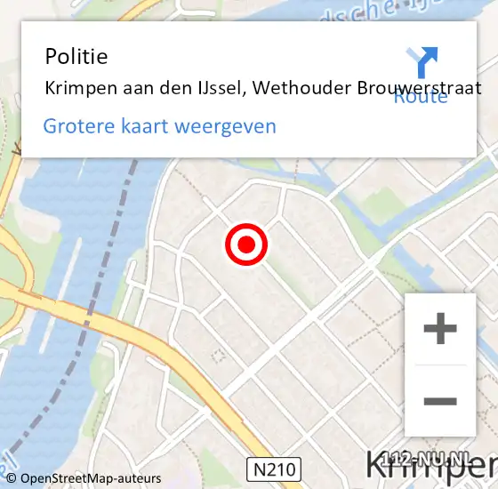 Locatie op kaart van de 112 melding: Politie Krimpen aan den IJssel, Wethouder Brouwerstraat op 10 oktober 2014 16:55