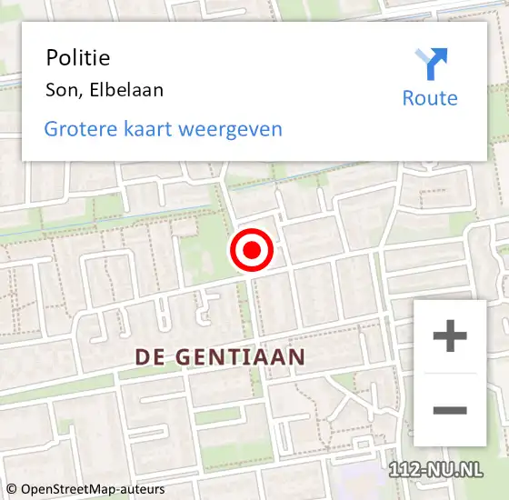 Locatie op kaart van de 112 melding: Politie Son, Elbelaan op 25 juni 2024 16:10