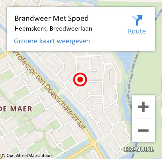 Locatie op kaart van de 112 melding: Brandweer Met Spoed Naar Heemskerk, Breedweerlaan op 25 juni 2024 16:17