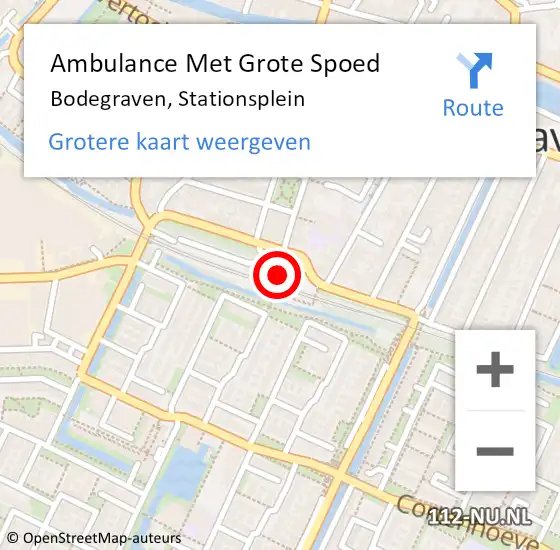 Locatie op kaart van de 112 melding: Ambulance Met Grote Spoed Naar Bodegraven, Stationsplein op 25 juni 2024 16:17