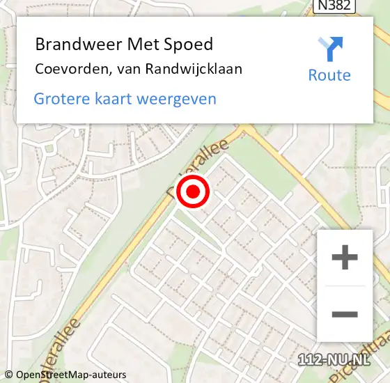 Locatie op kaart van de 112 melding: Brandweer Met Spoed Naar Coevorden, van Randwijcklaan op 25 juni 2024 16:27