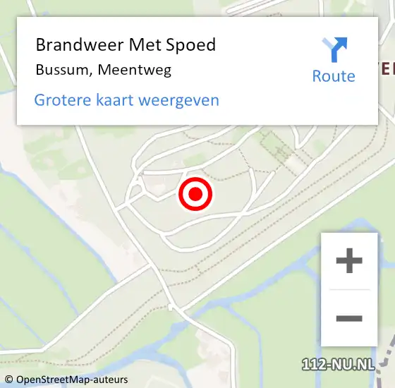 Locatie op kaart van de 112 melding: Brandweer Met Spoed Naar Bussum, Meentweg op 25 juni 2024 16:30