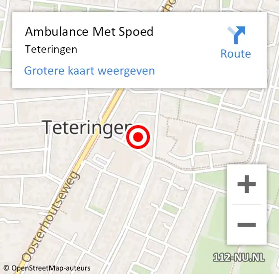 Locatie op kaart van de 112 melding: Ambulance Met Spoed Naar Teteringen op 25 juni 2024 16:34