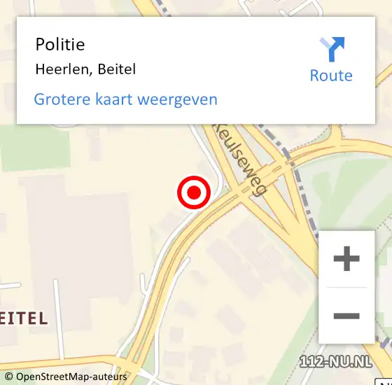 Locatie op kaart van de 112 melding: Politie Heerlen, Beitel op 25 juni 2024 16:40