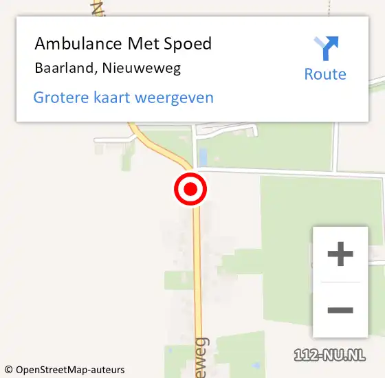 Locatie op kaart van de 112 melding: Ambulance Met Spoed Naar Baarland, Nieuweweg op 10 oktober 2014 16:59