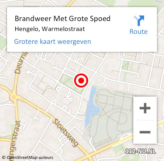 Locatie op kaart van de 112 melding: Brandweer Met Grote Spoed Naar Hengelo, Warmelostraat op 10 oktober 2014 17:00