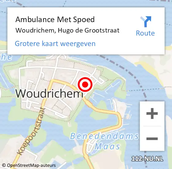 Locatie op kaart van de 112 melding: Ambulance Met Spoed Naar Woudrichem, Hugo de Grootstraat op 25 juni 2024 16:50