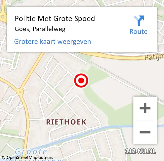 Locatie op kaart van de 112 melding: Politie Met Grote Spoed Naar Goes, Parallelweg op 25 juni 2024 17:00