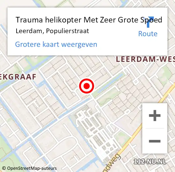 Locatie op kaart van de 112 melding: Trauma helikopter Met Zeer Grote Spoed Naar Leerdam, Populierstraat op 25 juni 2024 17:03