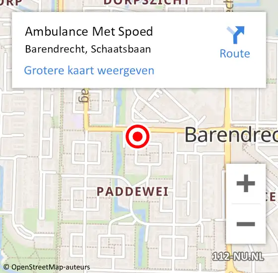 Locatie op kaart van de 112 melding: Ambulance Met Spoed Naar Barendrecht, Schaatsbaan op 25 juni 2024 17:10