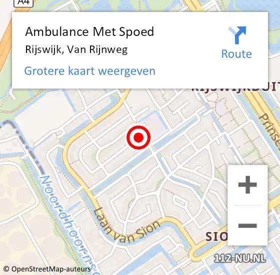 Locatie op kaart van de 112 melding: Ambulance Met Spoed Naar Rijswijk, Van Rijnweg op 25 juni 2024 17:13