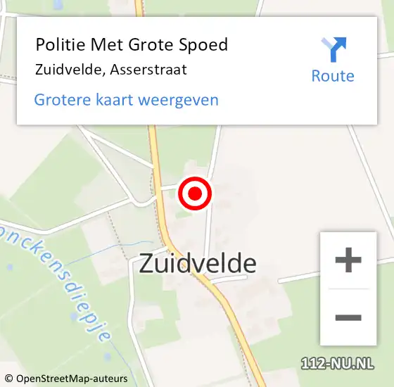 Locatie op kaart van de 112 melding: Politie Met Grote Spoed Naar Zuidvelde, Asserstraat op 25 juni 2024 17:40