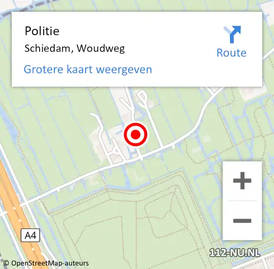 Locatie op kaart van de 112 melding: Politie Schiedam, Woudweg op 25 juni 2024 17:44