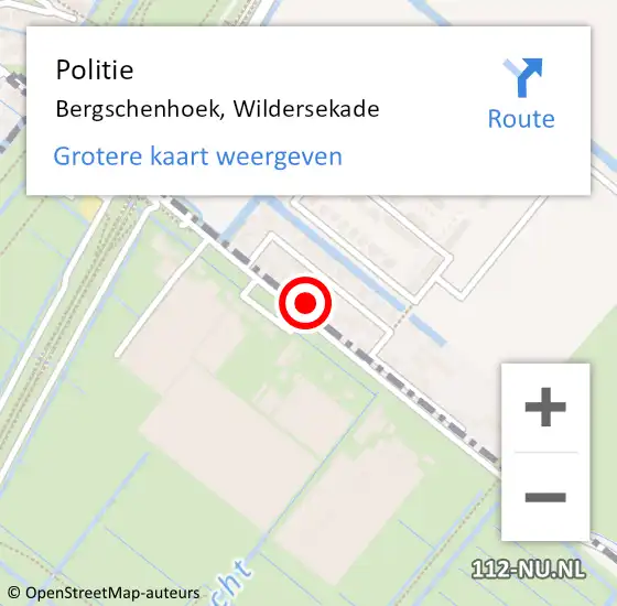 Locatie op kaart van de 112 melding: Politie Bergschenhoek, Wildersekade op 25 juni 2024 17:44