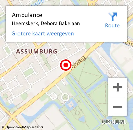 Locatie op kaart van de 112 melding: Ambulance Heemskerk, Debora Bakelaan op 25 juni 2024 17:55