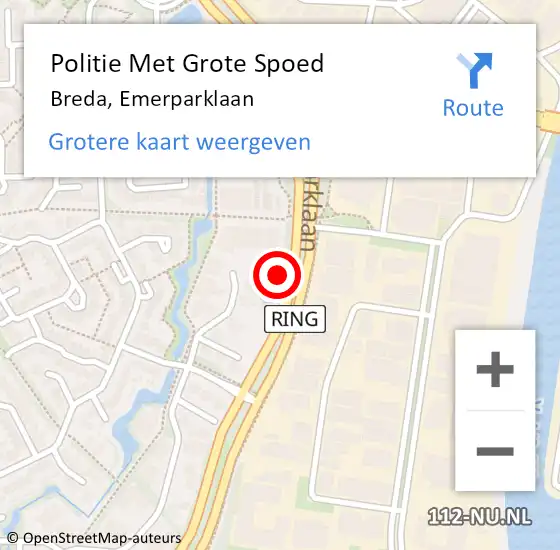 Locatie op kaart van de 112 melding: Politie Met Grote Spoed Naar Breda, Emerparklaan op 25 juni 2024 18:13