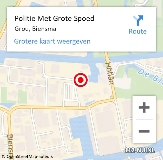 Locatie op kaart van de 112 melding: Politie Met Grote Spoed Naar Grou, Biensma op 25 juni 2024 18:15