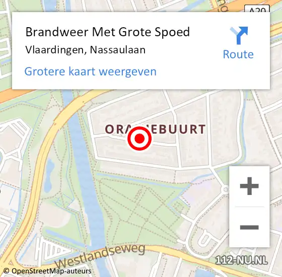 Locatie op kaart van de 112 melding: Brandweer Met Grote Spoed Naar Vlaardingen, Nassaulaan op 25 juni 2024 18:23