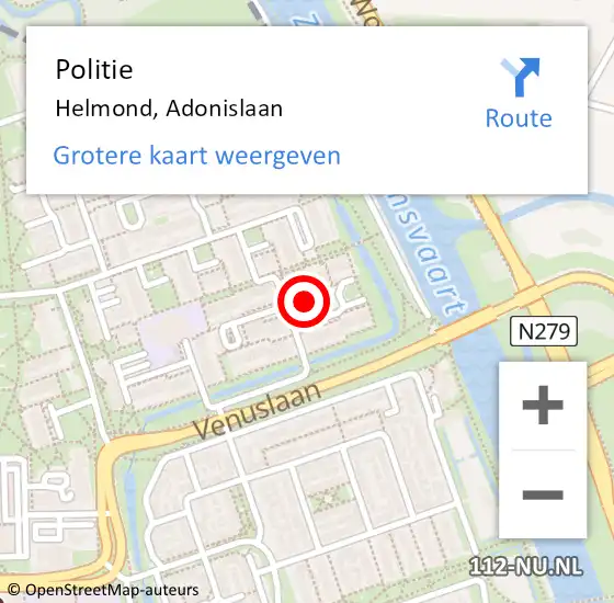 Locatie op kaart van de 112 melding: Politie Helmond, Adonislaan op 25 juni 2024 18:25