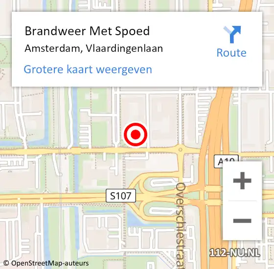 Locatie op kaart van de 112 melding: Brandweer Met Spoed Naar Amsterdam, Vlaardingenlaan op 25 juni 2024 18:33