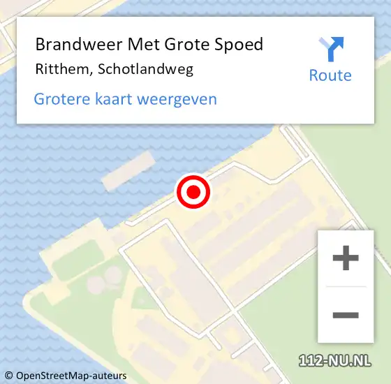 Locatie op kaart van de 112 melding: Brandweer Met Grote Spoed Naar Ritthem, Schotlandweg op 25 juni 2024 18:51