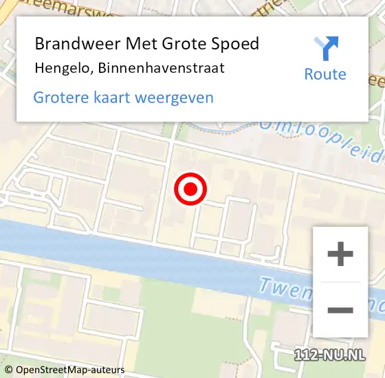 Locatie op kaart van de 112 melding: Brandweer Met Grote Spoed Naar Hengelo, Binnenhavenstraat op 25 juni 2024 18:56
