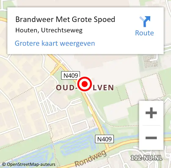 Locatie op kaart van de 112 melding: Brandweer Met Grote Spoed Naar Houten, Utrechtseweg op 25 juni 2024 19:03