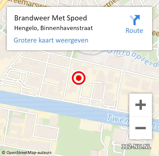 Locatie op kaart van de 112 melding: Brandweer Met Spoed Naar Hengelo, Binnenhavenstraat op 25 juni 2024 19:08