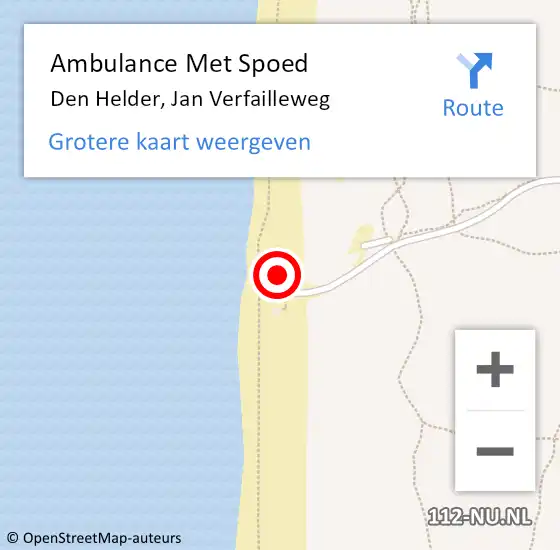 Locatie op kaart van de 112 melding: Ambulance Met Spoed Naar Den Helder, Jan Verfailleweg op 25 juni 2024 19:20