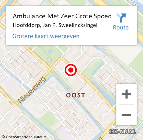 Locatie op kaart van de 112 melding: Ambulance Met Zeer Grote Spoed Naar Hoofddorp, Jan P. Sweelincksingel op 25 juni 2024 19:34