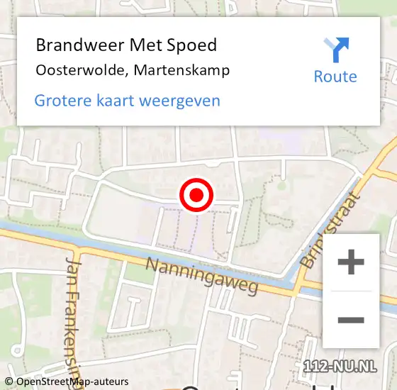 Locatie op kaart van de 112 melding: Brandweer Met Spoed Naar Oosterwolde, Martenskamp op 25 juni 2024 19:38