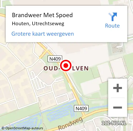 Locatie op kaart van de 112 melding: Brandweer Met Spoed Naar Houten, Utrechtseweg op 25 juni 2024 19:43